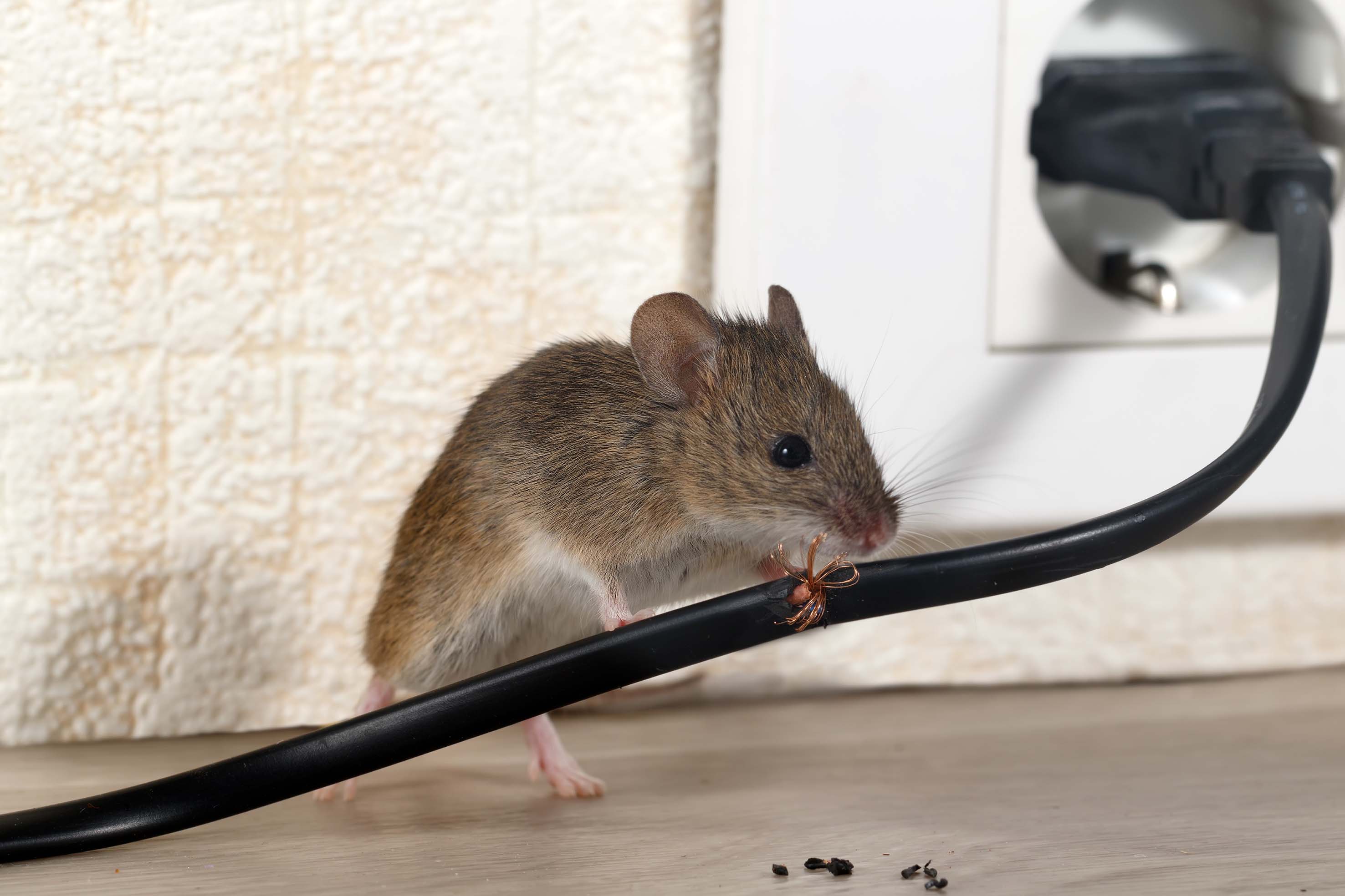 Rodent control Sydney - Mouse gnawing cables